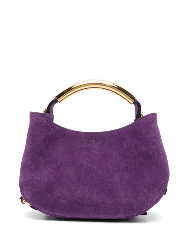 Moschino Suede Logo-embossed Tote Bag in Purple