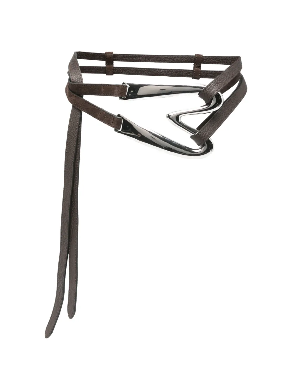 Moschino silver-tone buckle leather belt - Marrone
