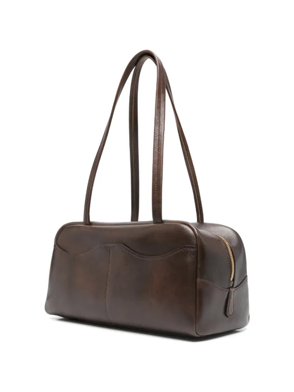 Prada Carry Large Antiqued Leather top-handle Bag | Brown | FARFETCH