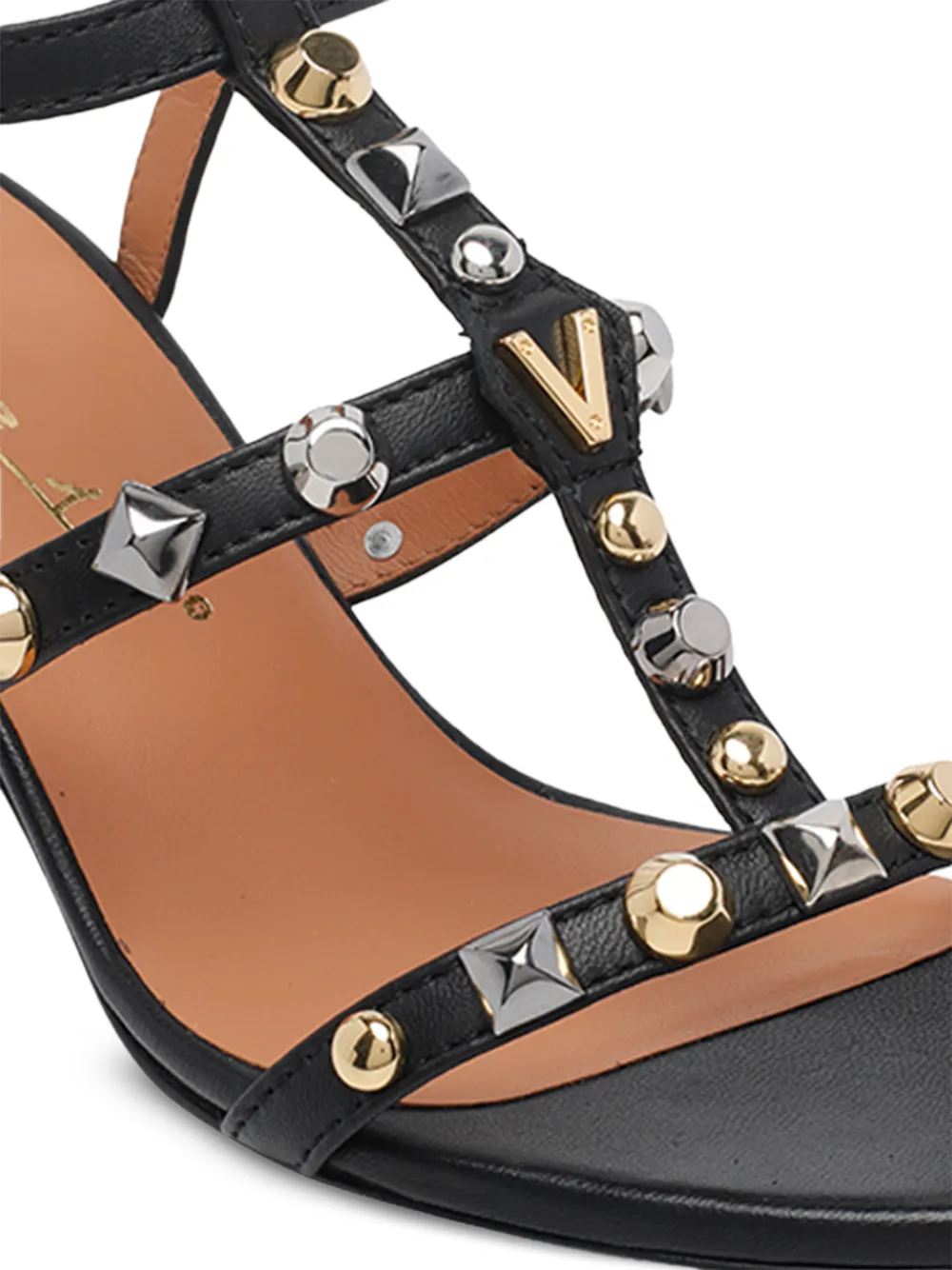 Via Roma 15 Sandalen met studs en gesp Zwart