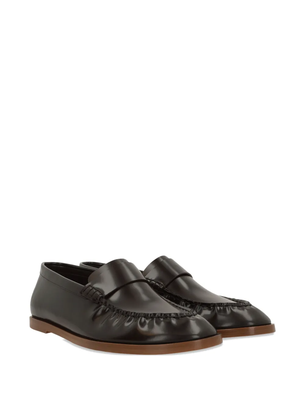 The Row ruched-detail leather loafers Bruin
