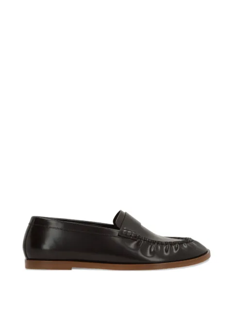 The Row ruched-detail leather loafers