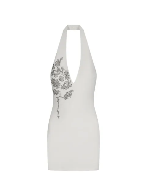 David Koma metallic-flower halterneck mini dress