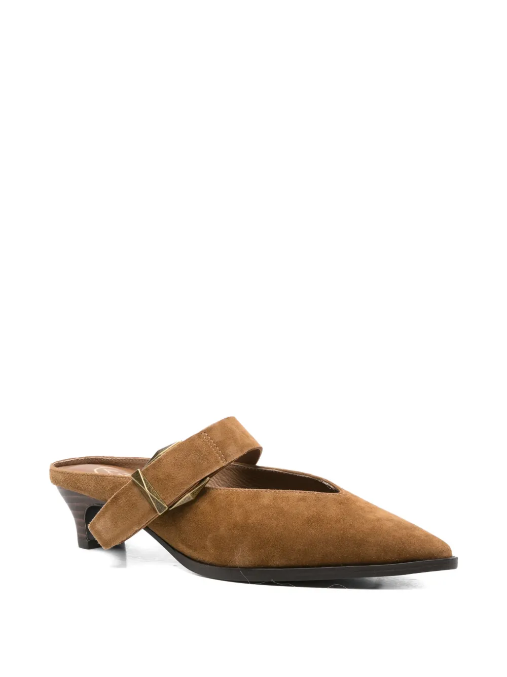 Ash Tessa muiltjes met gesp en puntige neus Bruin