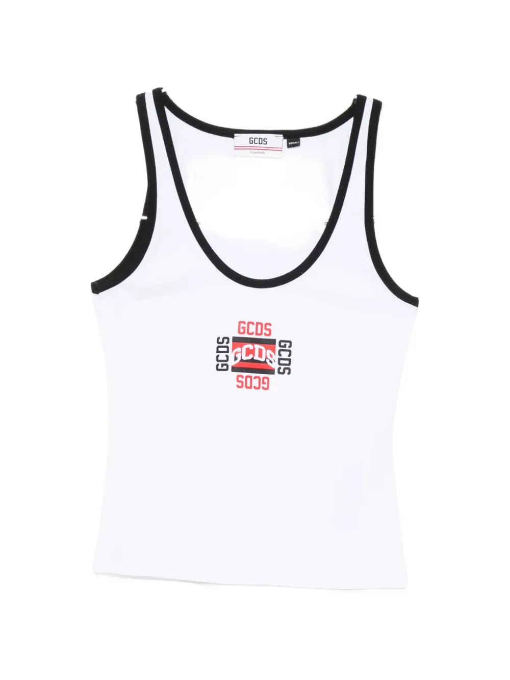 GCDS logo-print contrast-trim tank top - Bianco