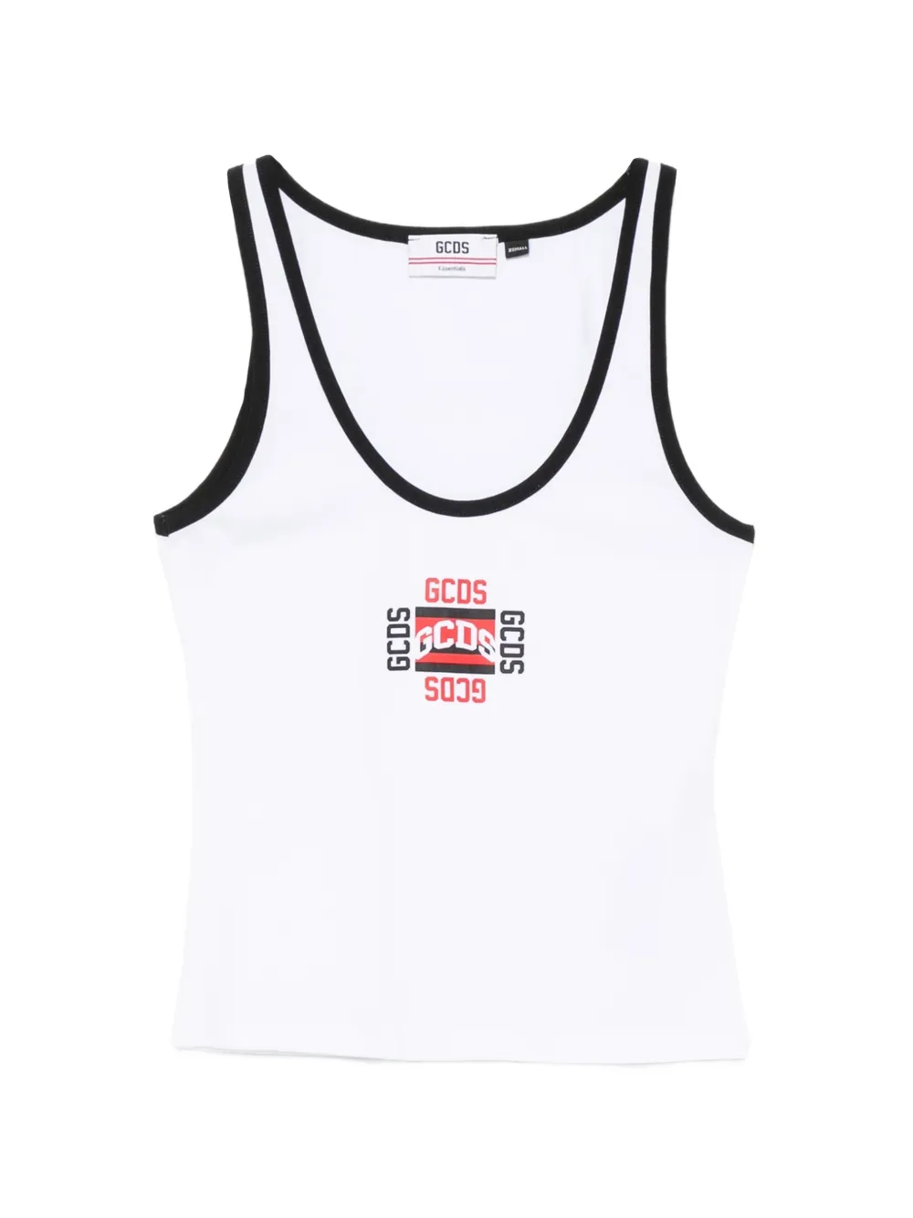 GCDS logo-print contrast-trim tank top - Bianco