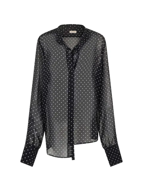 The Mannei polka-dot asymmetric blouse