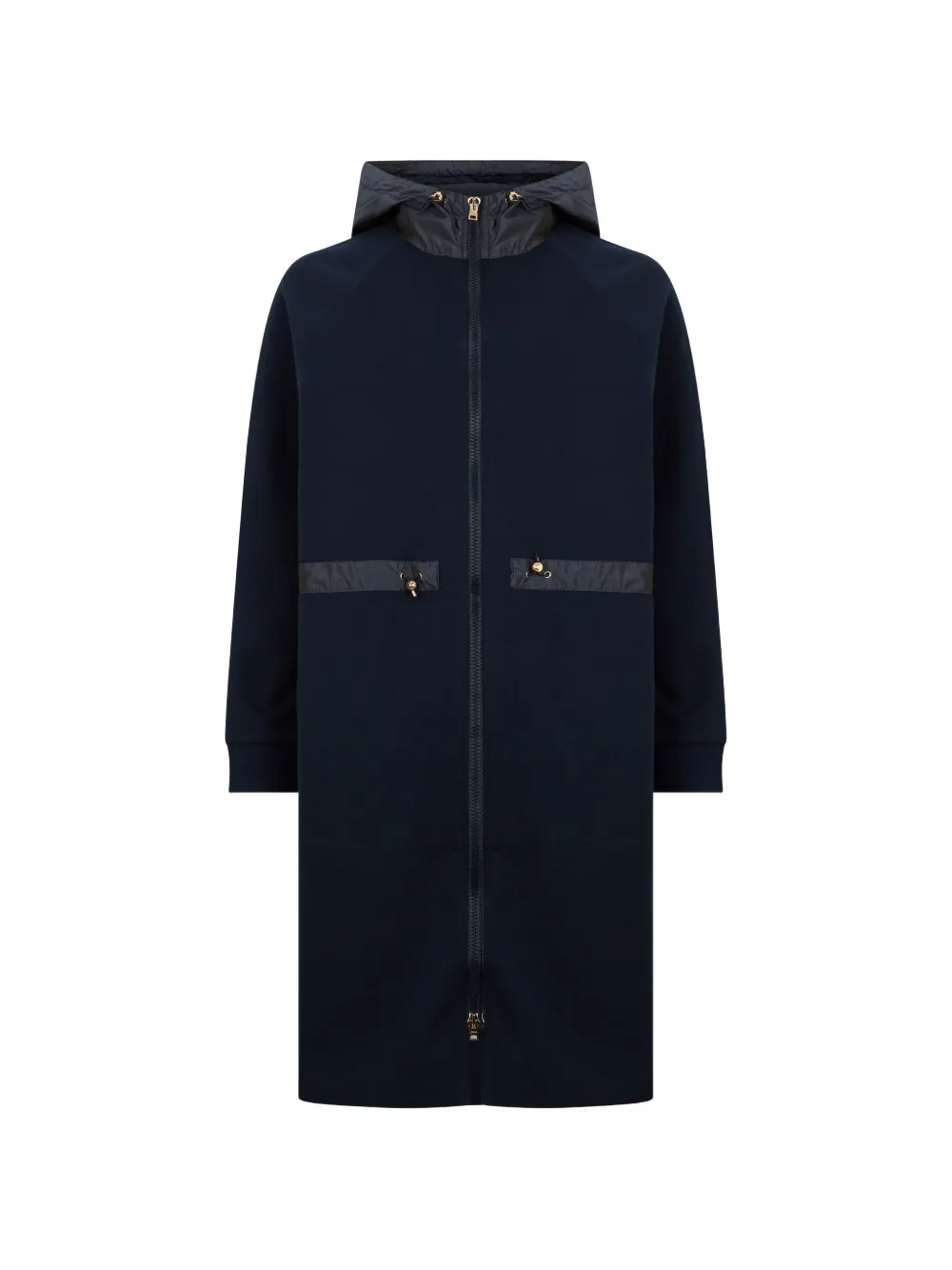 Herno Hood Zip-fatsening Coat In Blue