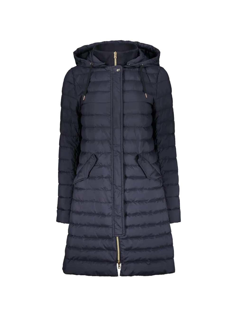 Herno Hooded Zipped Puff Coat In Blue