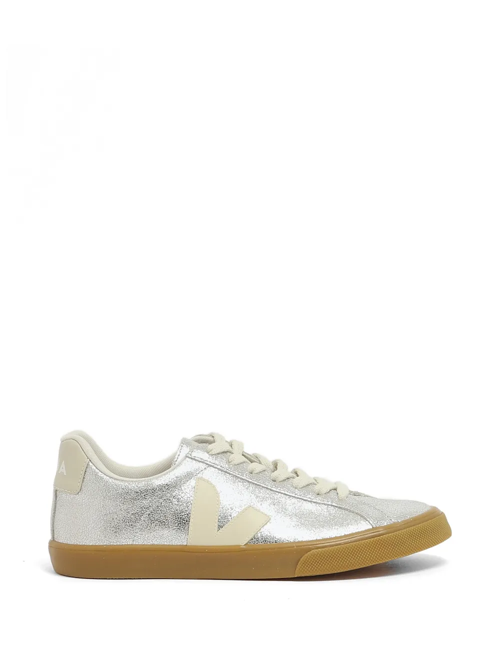 VEJA metallic cracked-effect sneakers - Argento