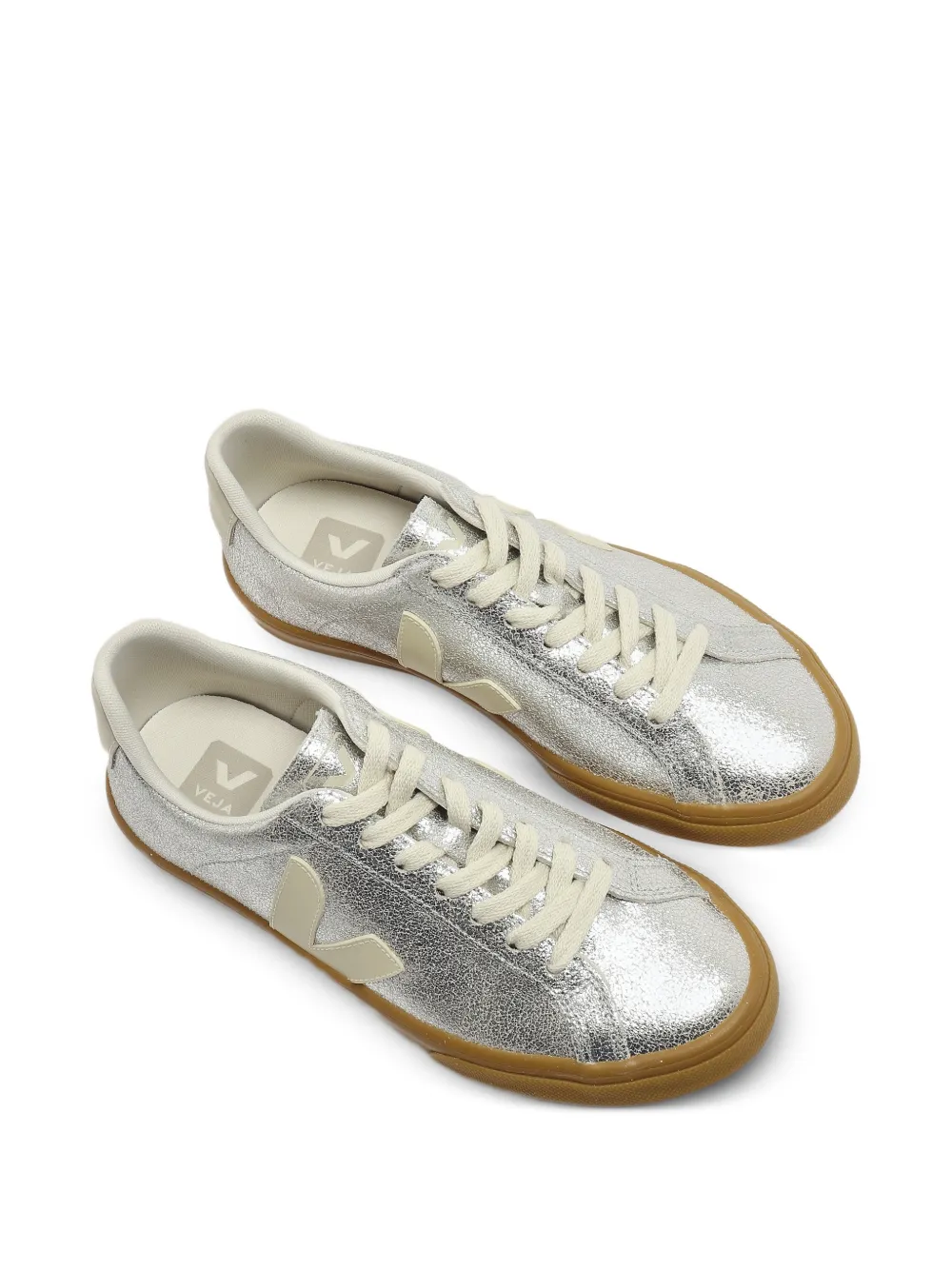 VEJA Metallic sneakers met gebarsten effect Zilver