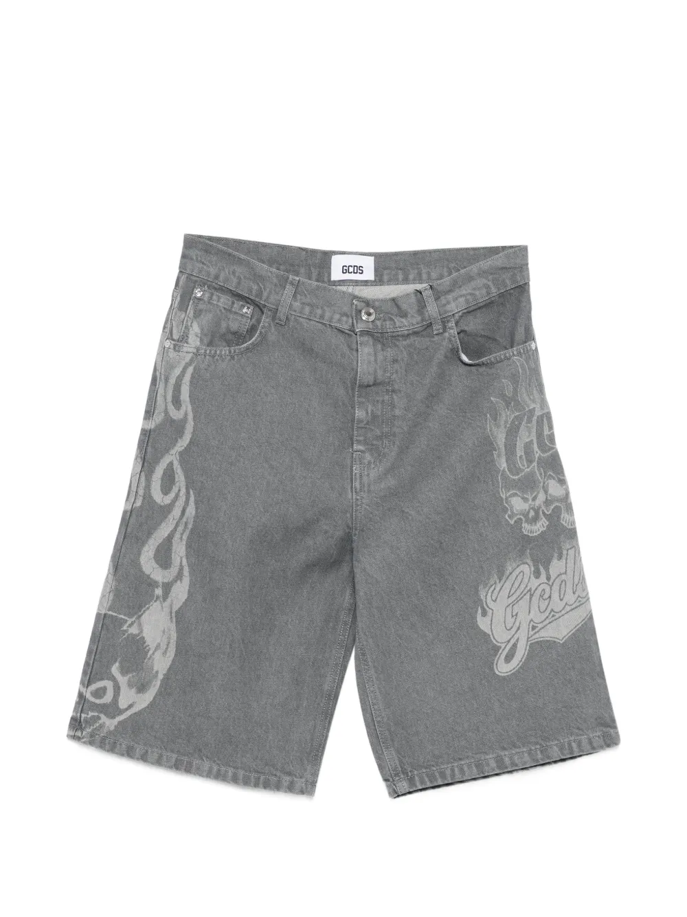 GCDS printed denim shorts - Grigio