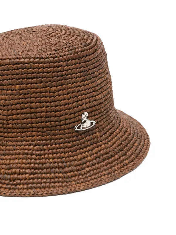 Vivienne Westwood Orb Raffia Bucket Hat | Brown | FARFETCH