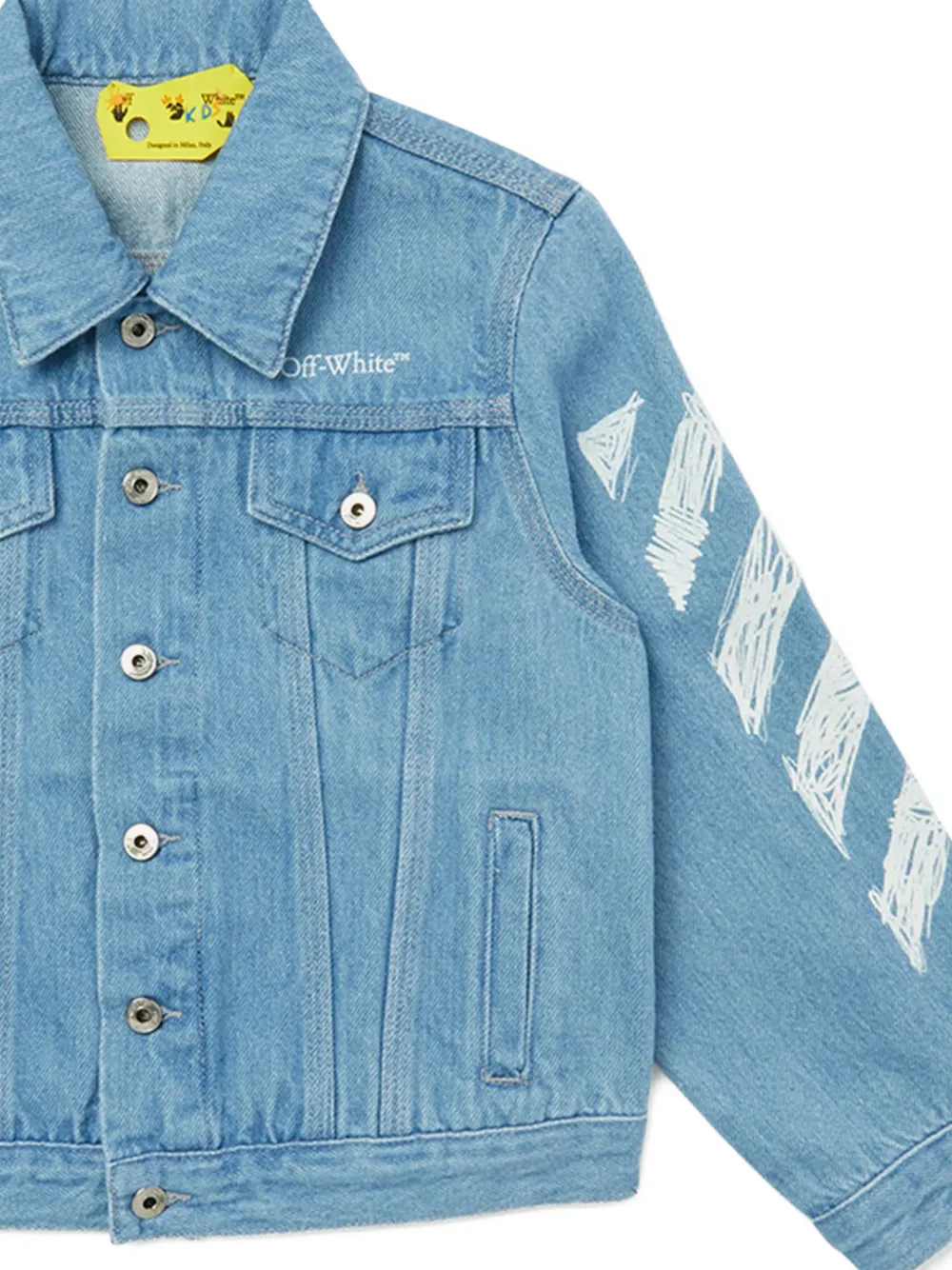Off-White Kids Gestreept spijkerjack Blauw