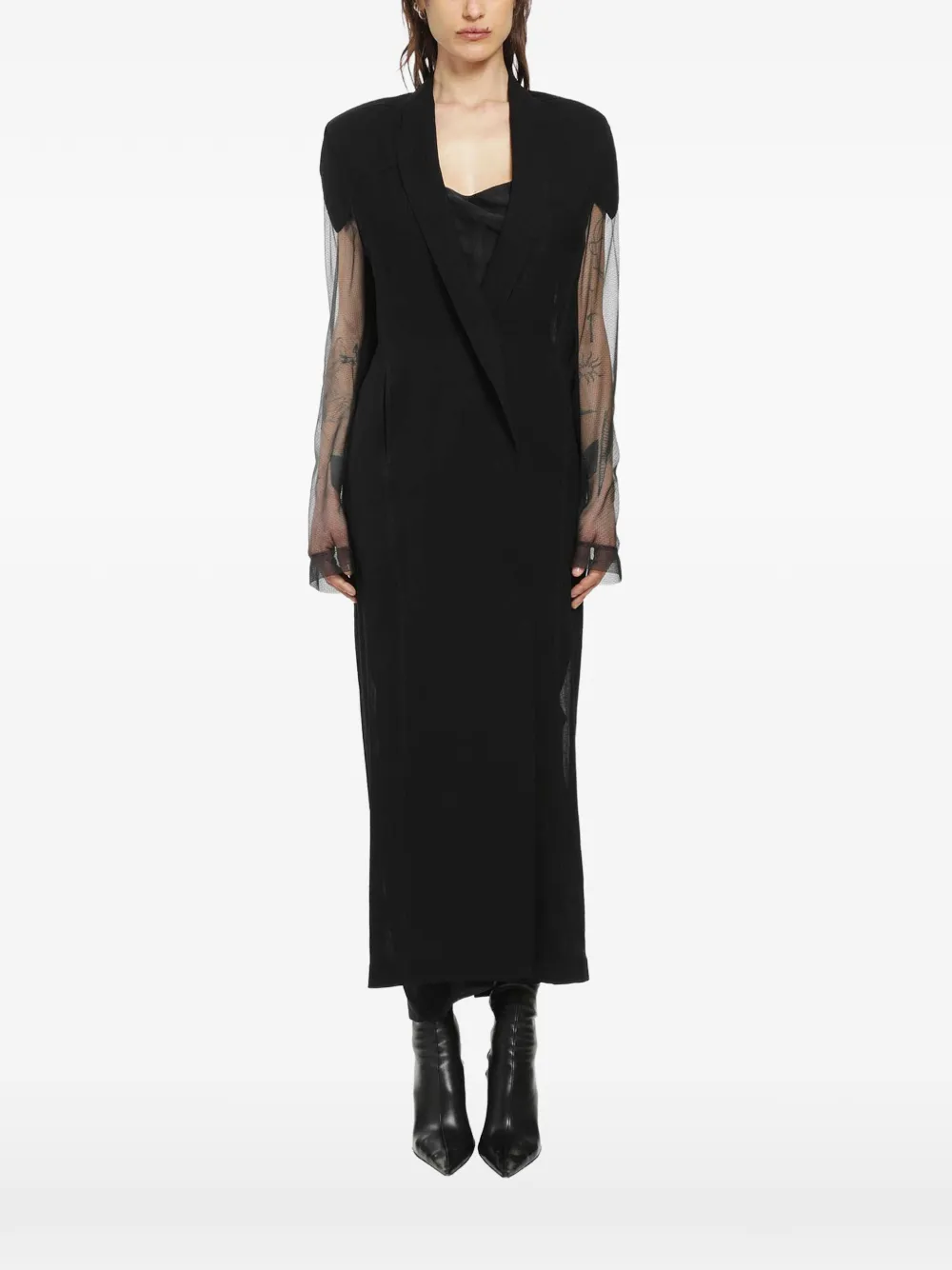 YEHUAFAN long-slevee V-neck coat