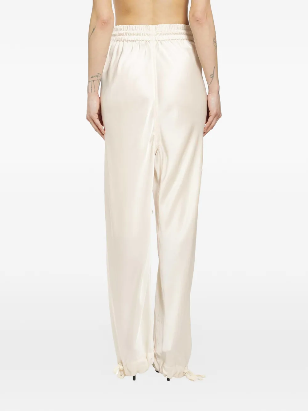 YEHUAFAN Satijnen broek met trekkoord Beige