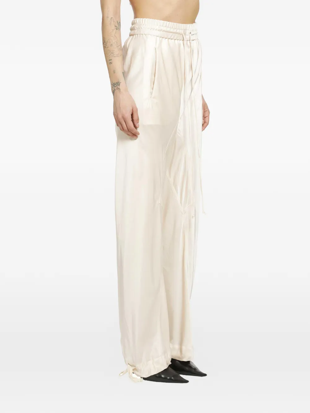 YEHUAFAN Satijnen broek met trekkoord Beige