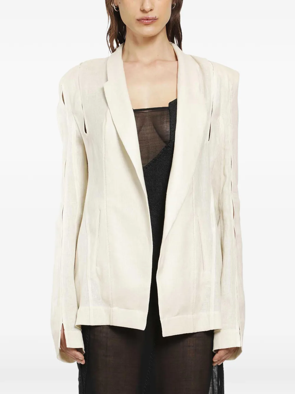 YEHUAFAN open-front long-sleeve blazer - Neutrals