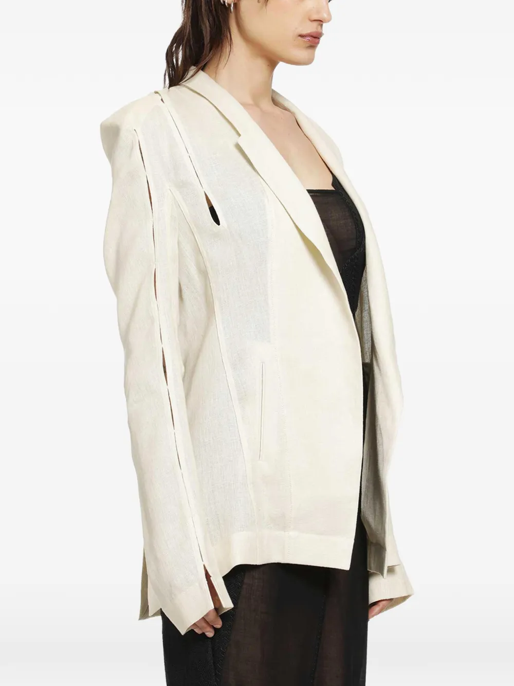 YEHUAFAN Blazer met open voorkant Beige