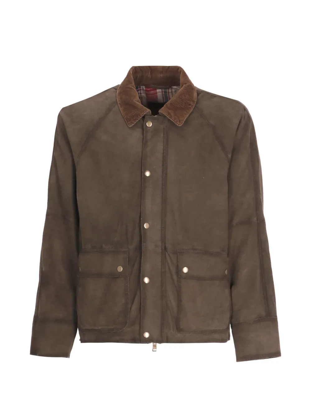 THE JACK LEATHERS Norfolk corduroy-collar suede jacket - Braun