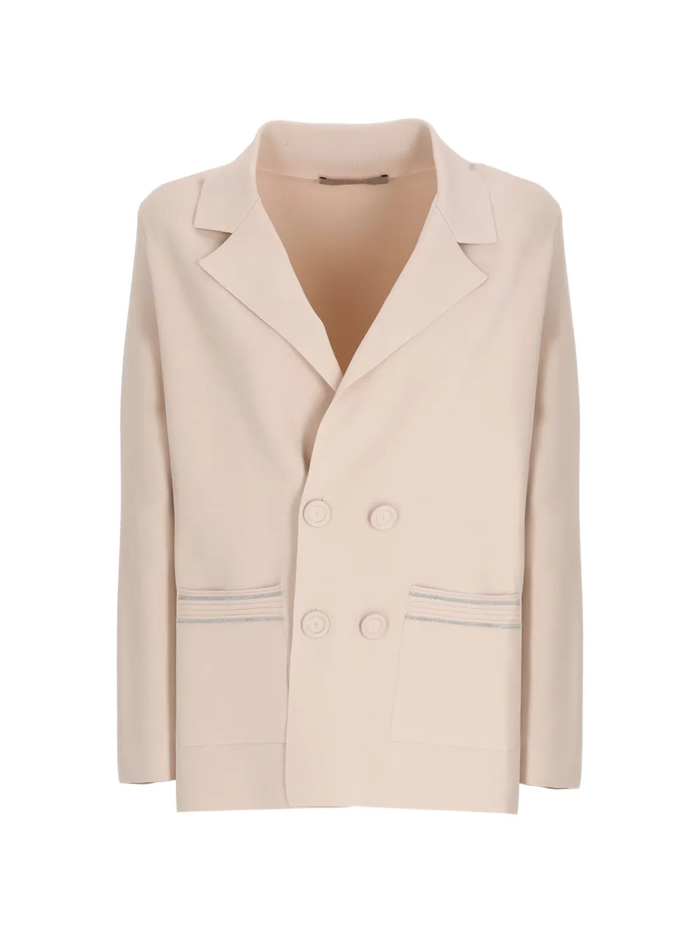 D.Exterior double-breasted crystal-embellished jacket