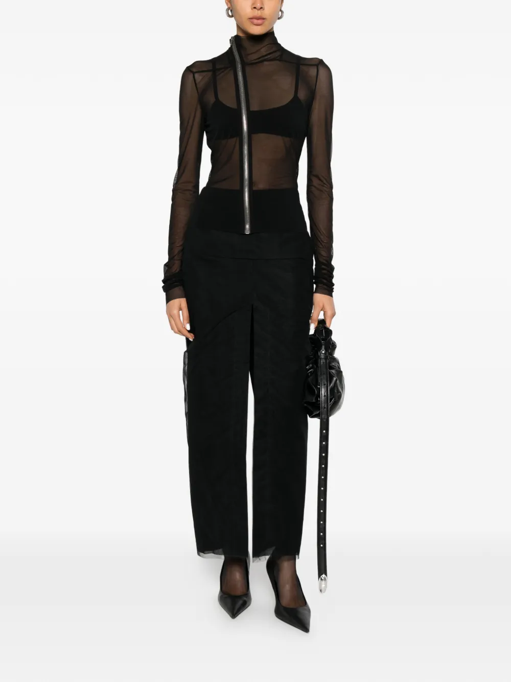 Rick Owens Asymmetrische top met rits Zwart