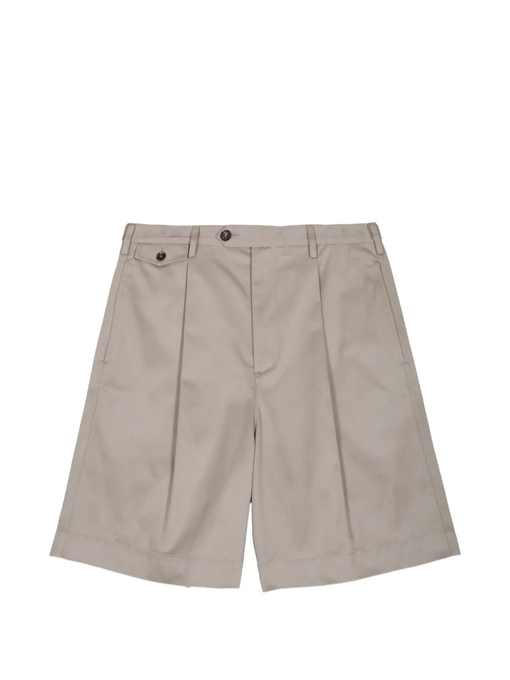 Grifoni gabardine pleated button-flap shorts - Neutrals
