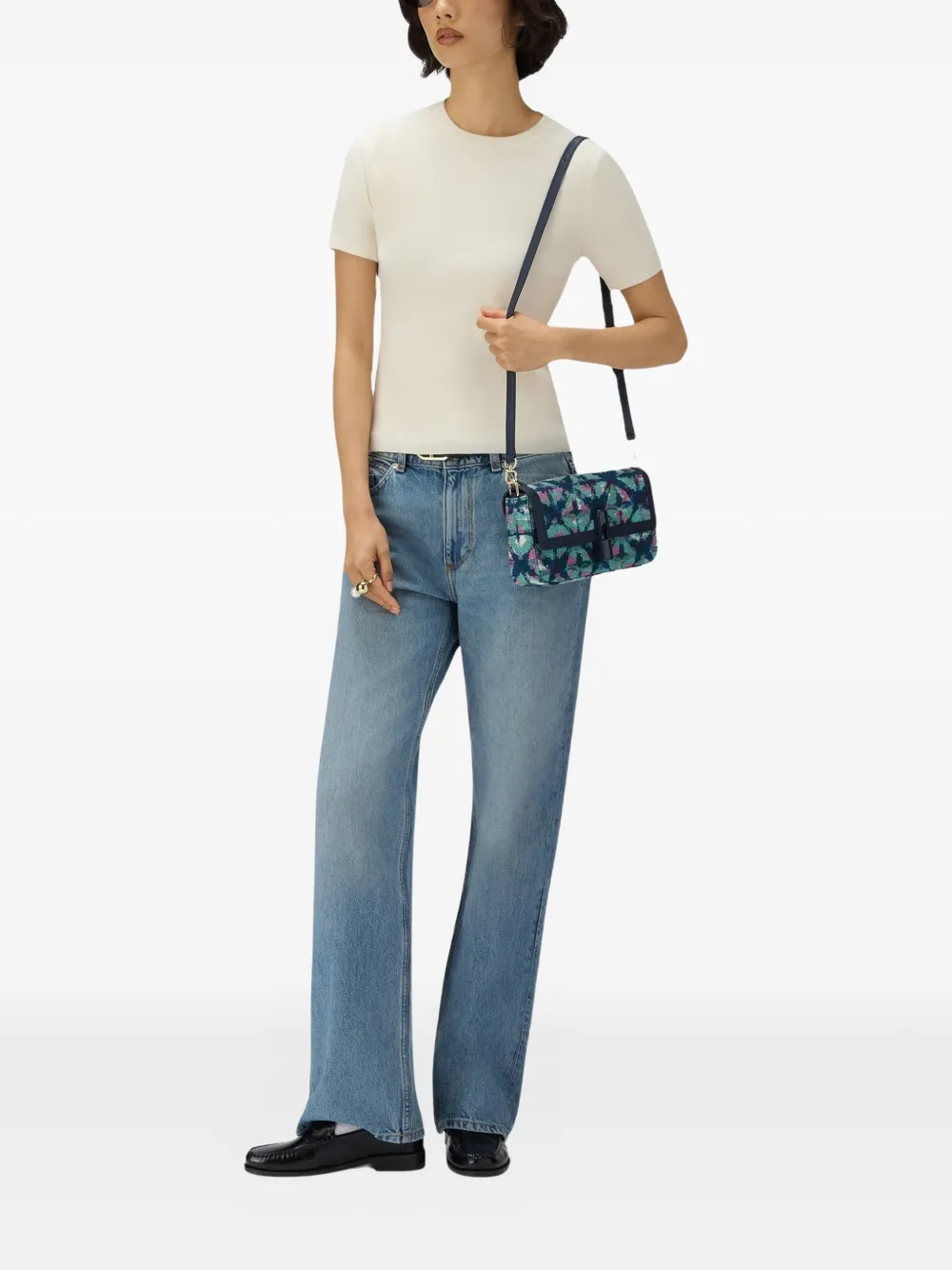 Furla S Iride crossbodytas met bloemen-jacquard Blauw