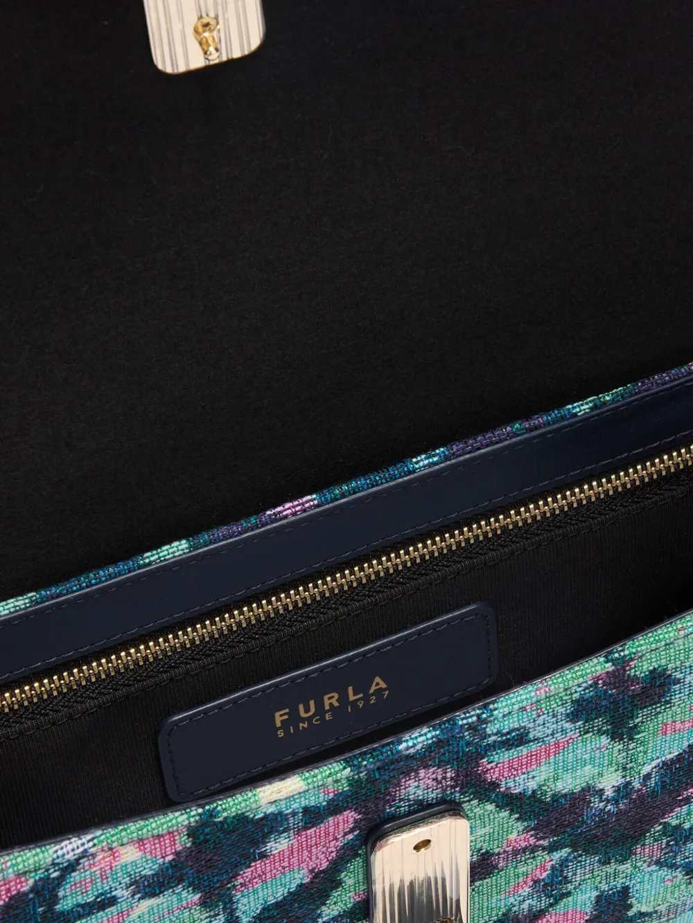 Furla S Iride crossbodytas met bloemen-jacquard Blauw