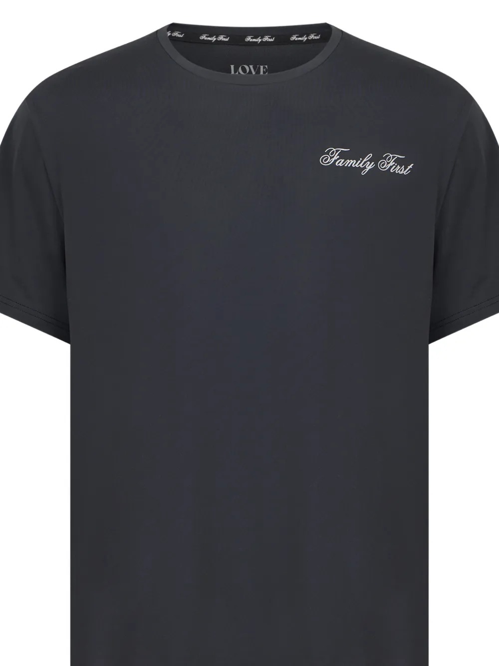 Family First T-shirt met ronde hals Zwart