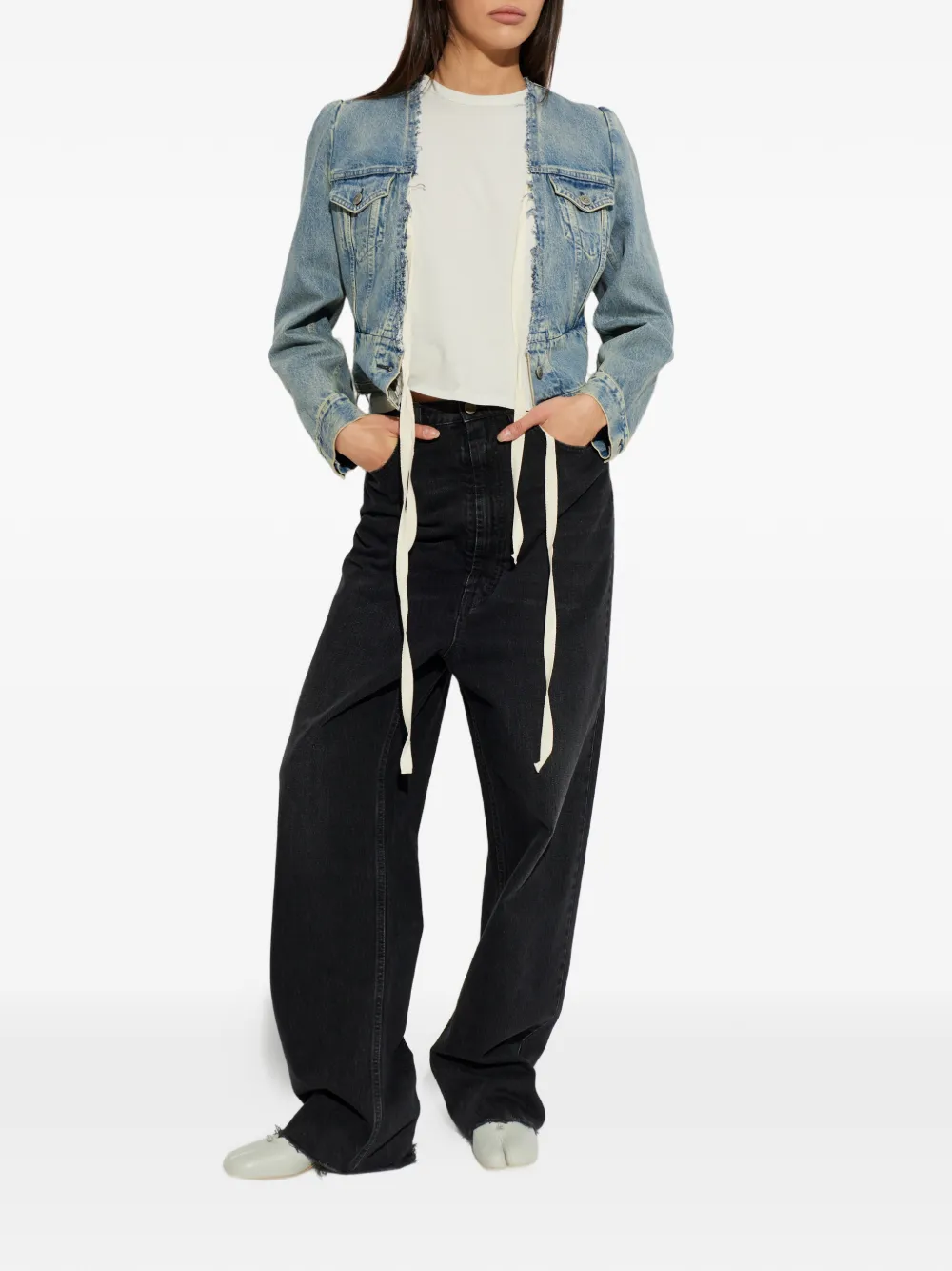 Maison Margiela Gerafelde jeans Zwart