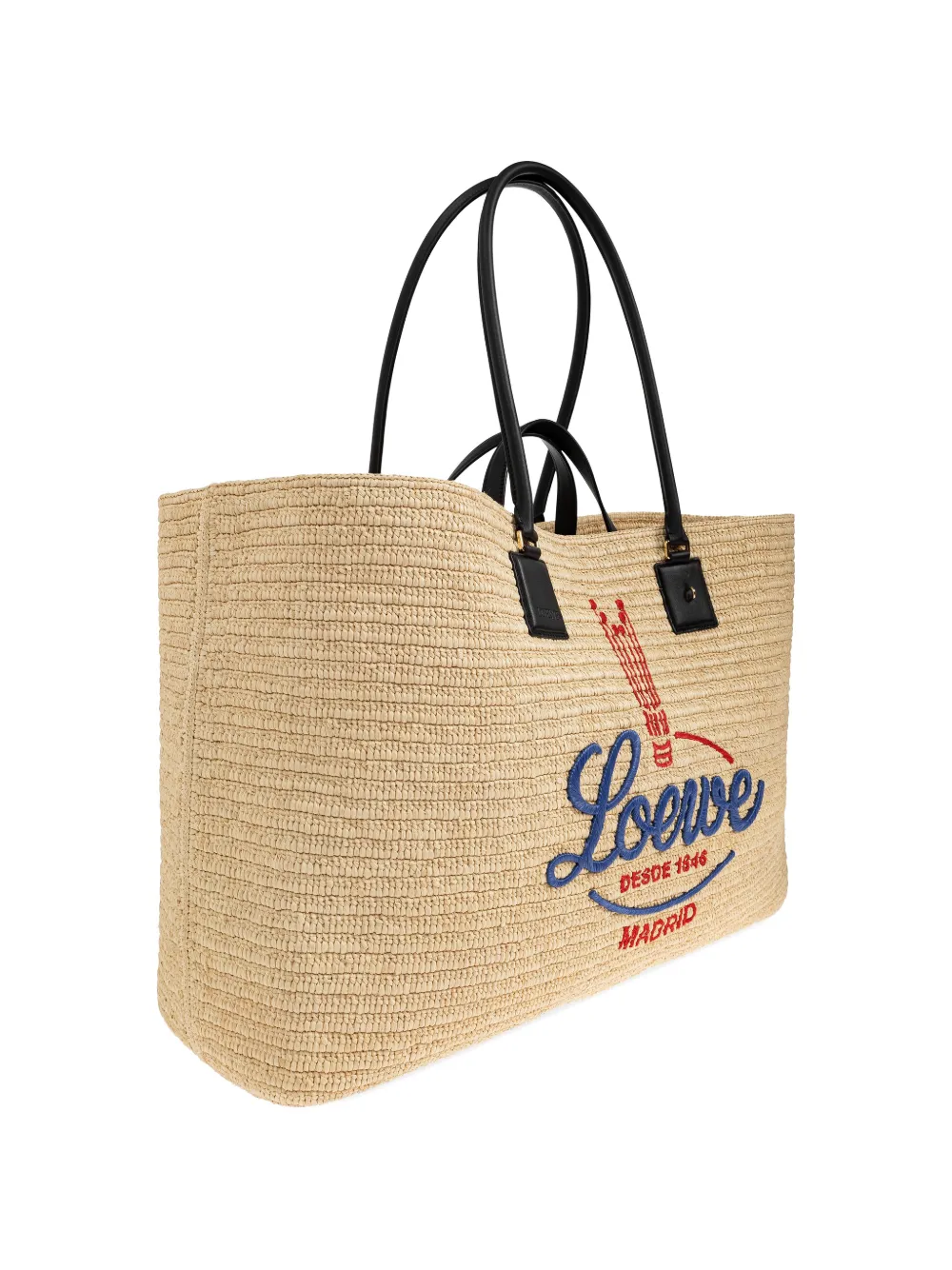 LOEWE XL Verano geweven shopper met geborduurd logo Beige