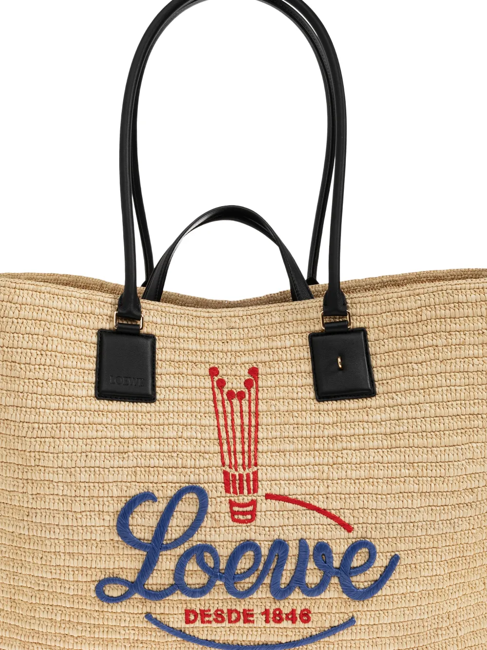 LOEWE XL Verano geweven shopper met geborduurd logo Beige