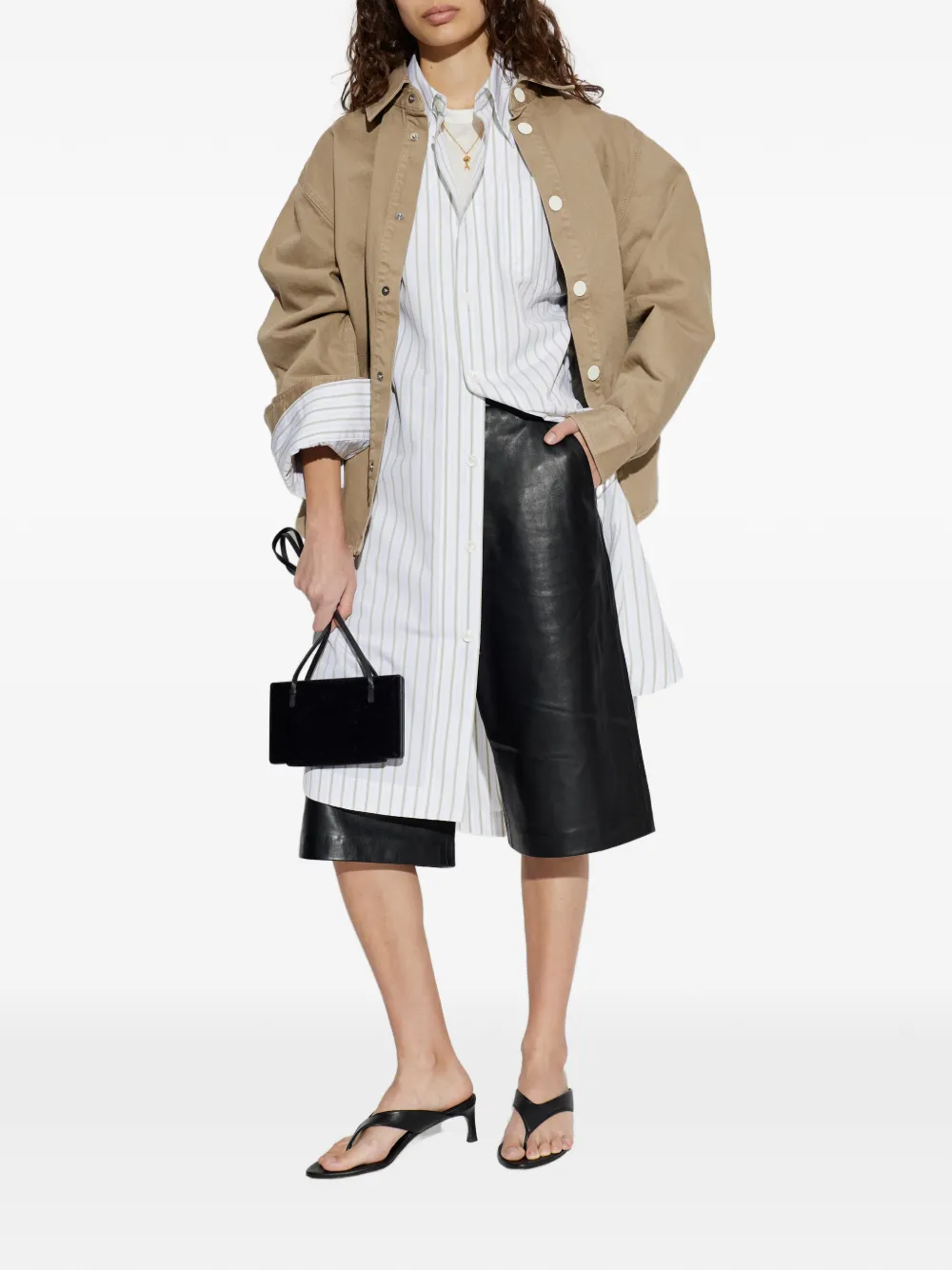 AMI Paris Gestreepte blousejurk Wit
