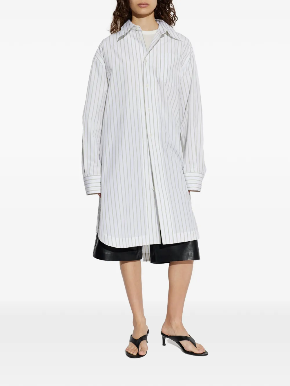 AMI Paris Gestreepte blousejurk Wit