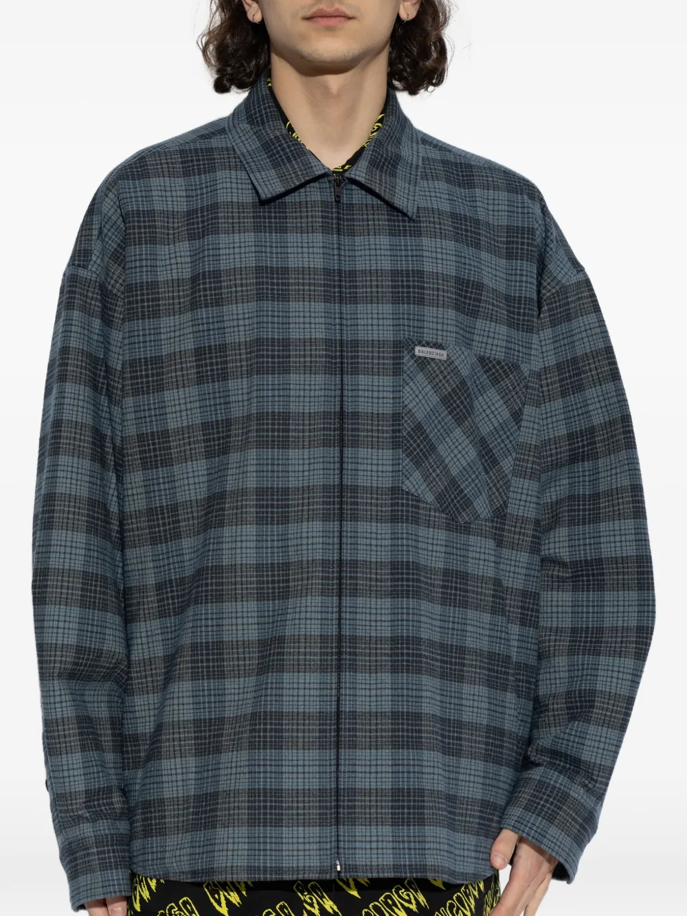 Balenciaga Geruit overhemd Blauw