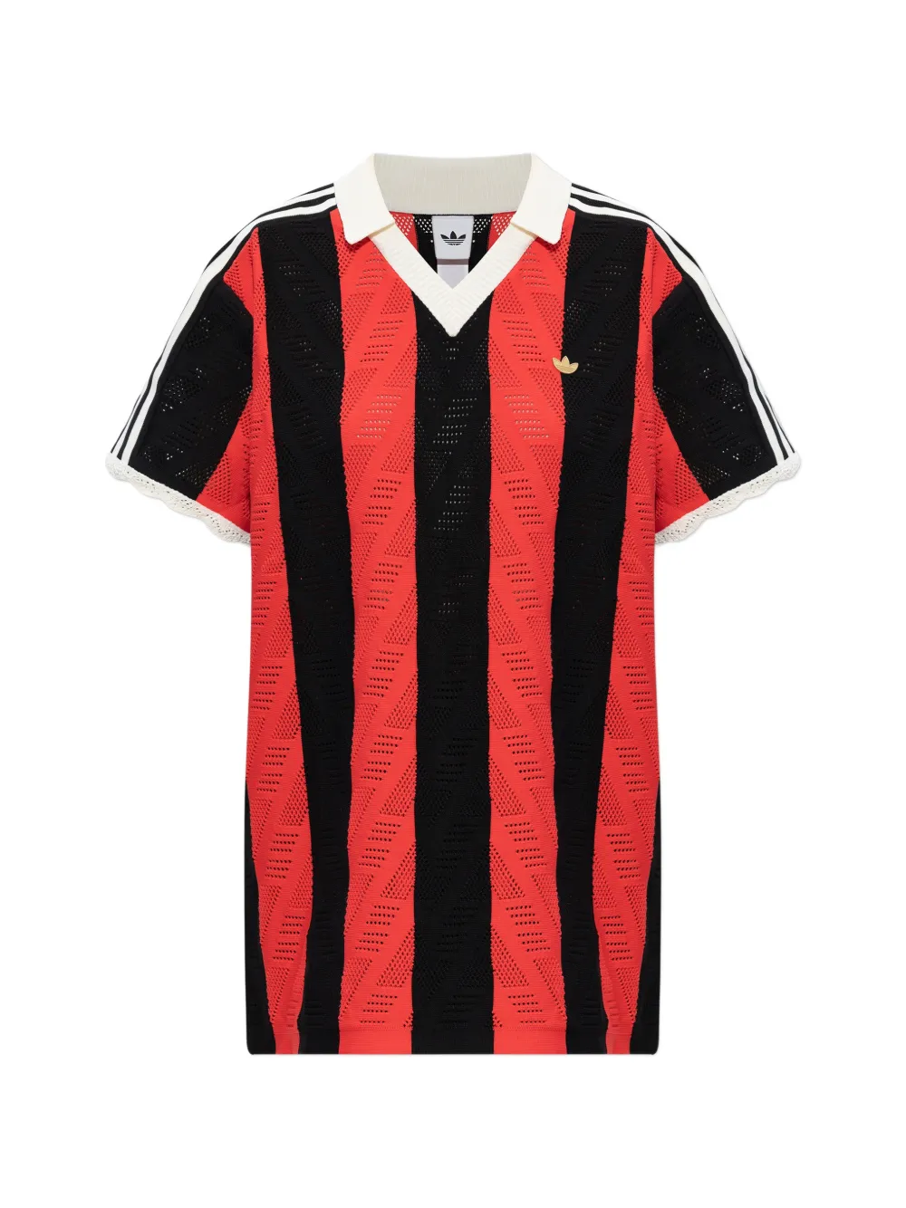 adidas short-sleeved striped T-shirt - Rosso