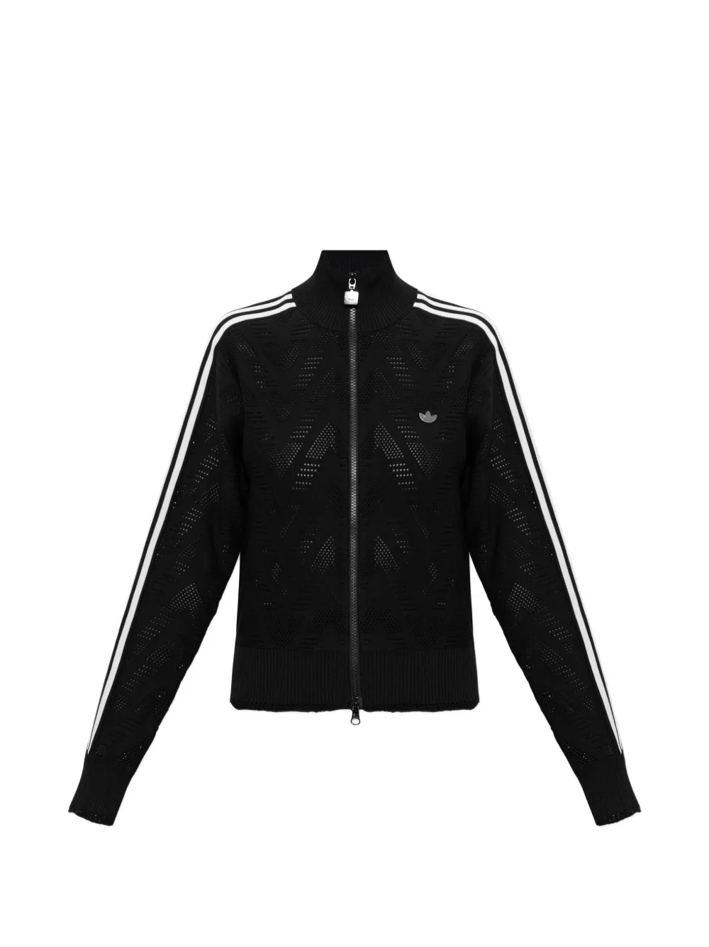 adidas Firebird knitted crochet zip-up sweater - Nero