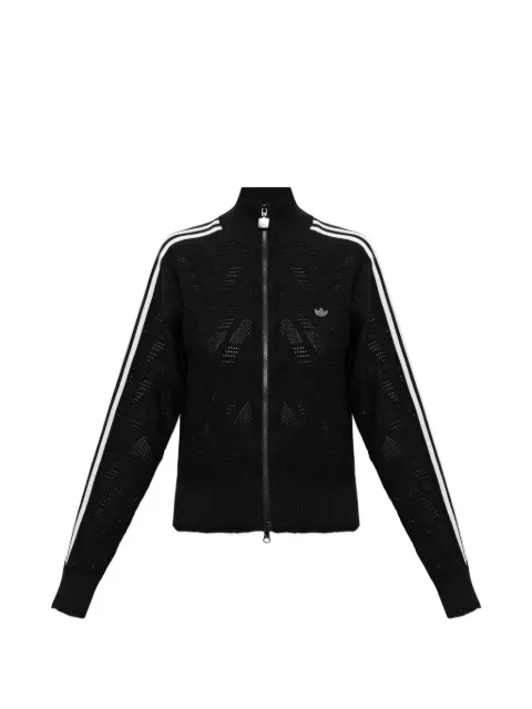adidas Firebird knitted crochet zip-up sweater