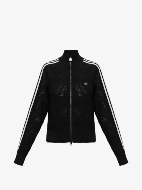 adidas Firebird knitted crochet zip-up sweater
