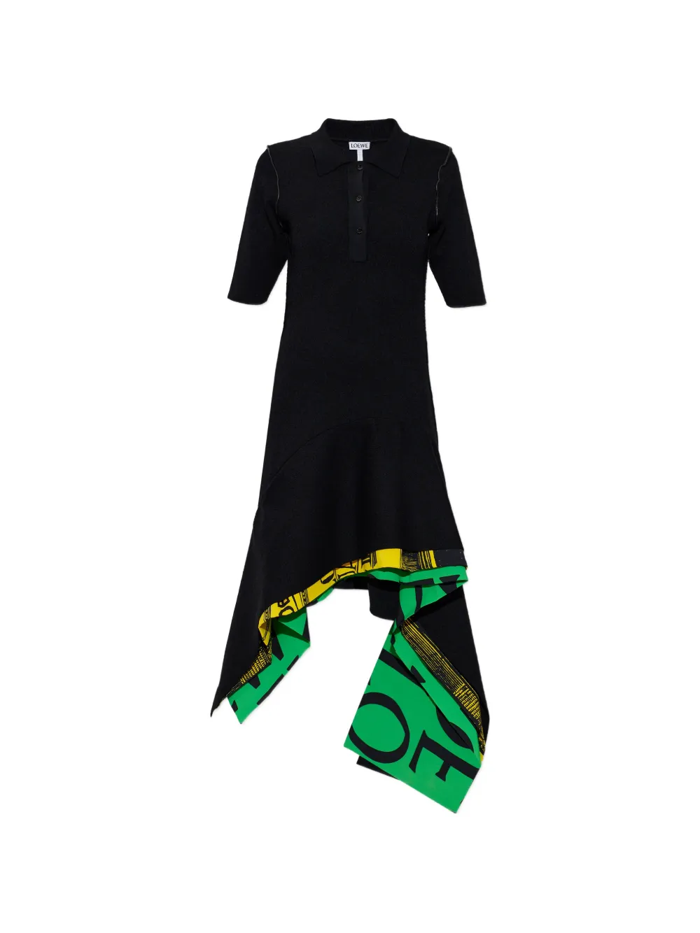 LOEWE asymmetric graphic-print dress - Nero