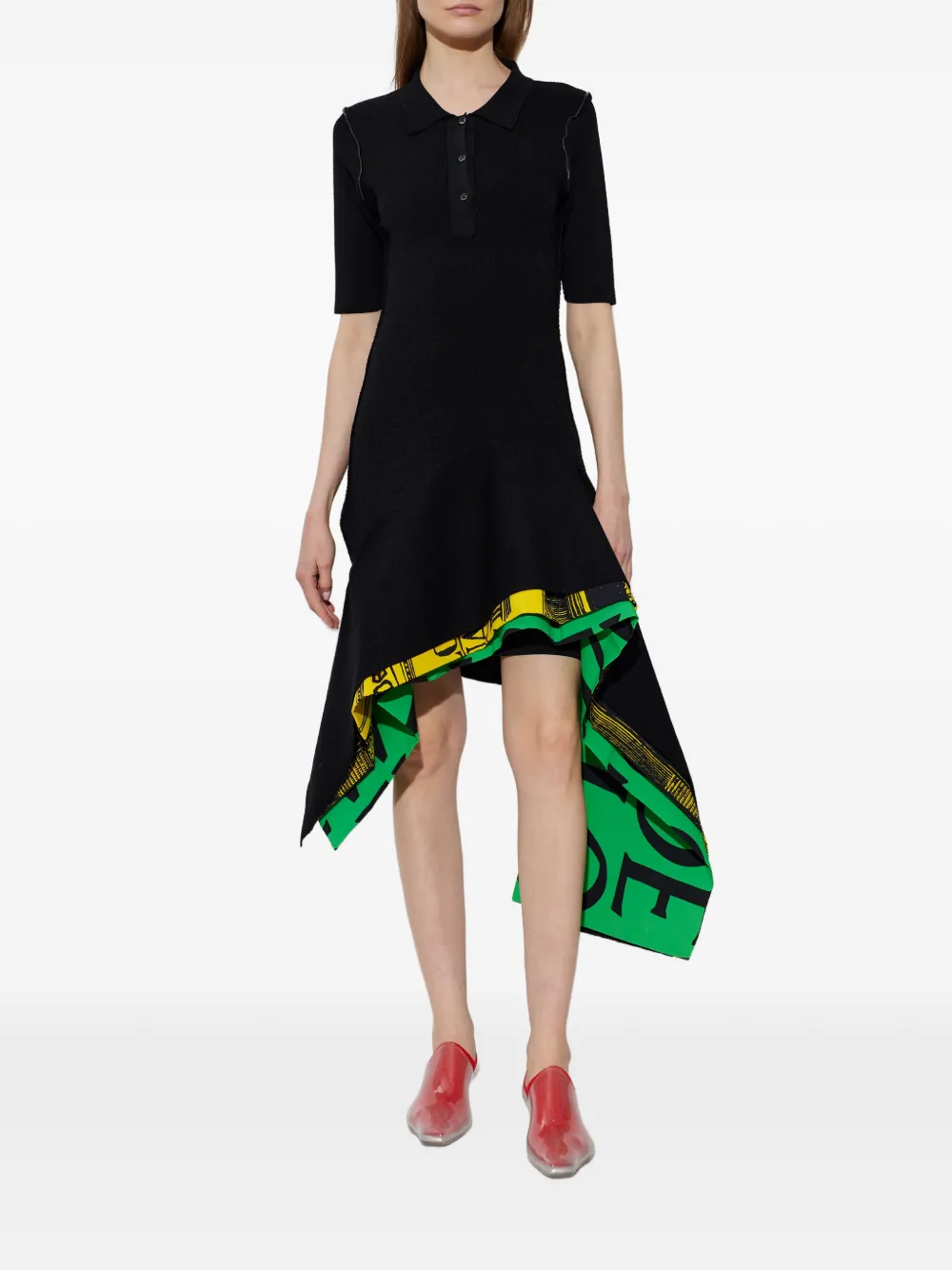 LOEWE Asymmetrische jurk met grafische print Zwart