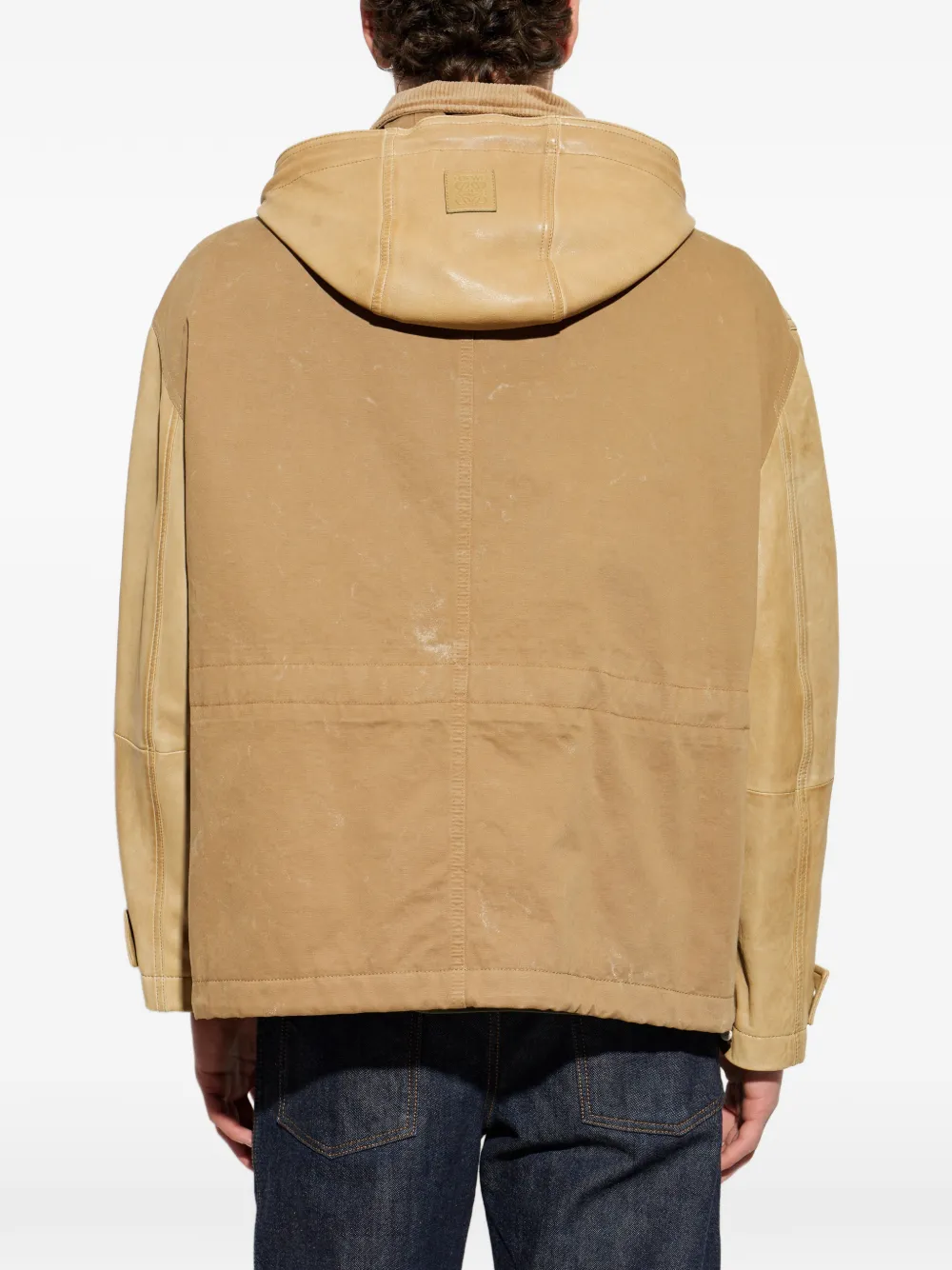 LOEWE Leren jack met ribfluwelen kraag Beige