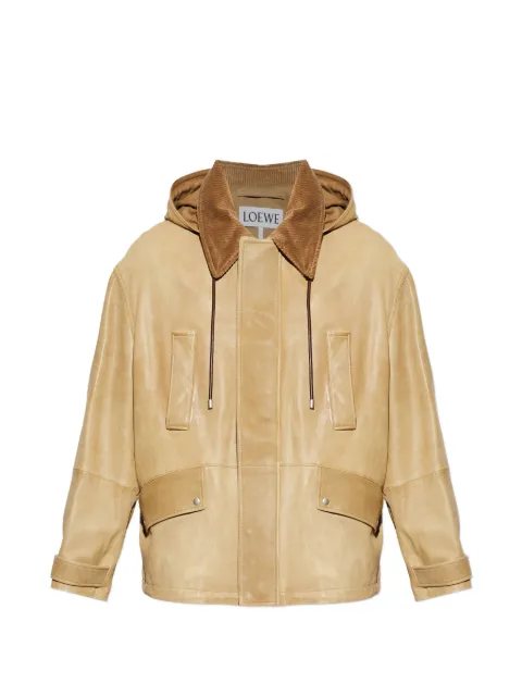 LOEWE corduroy-collar leather jacket