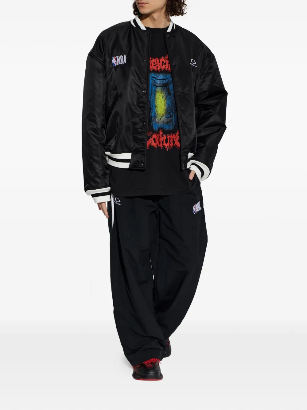 Balenciaga x NBA bomberjack met logopatch Zwart