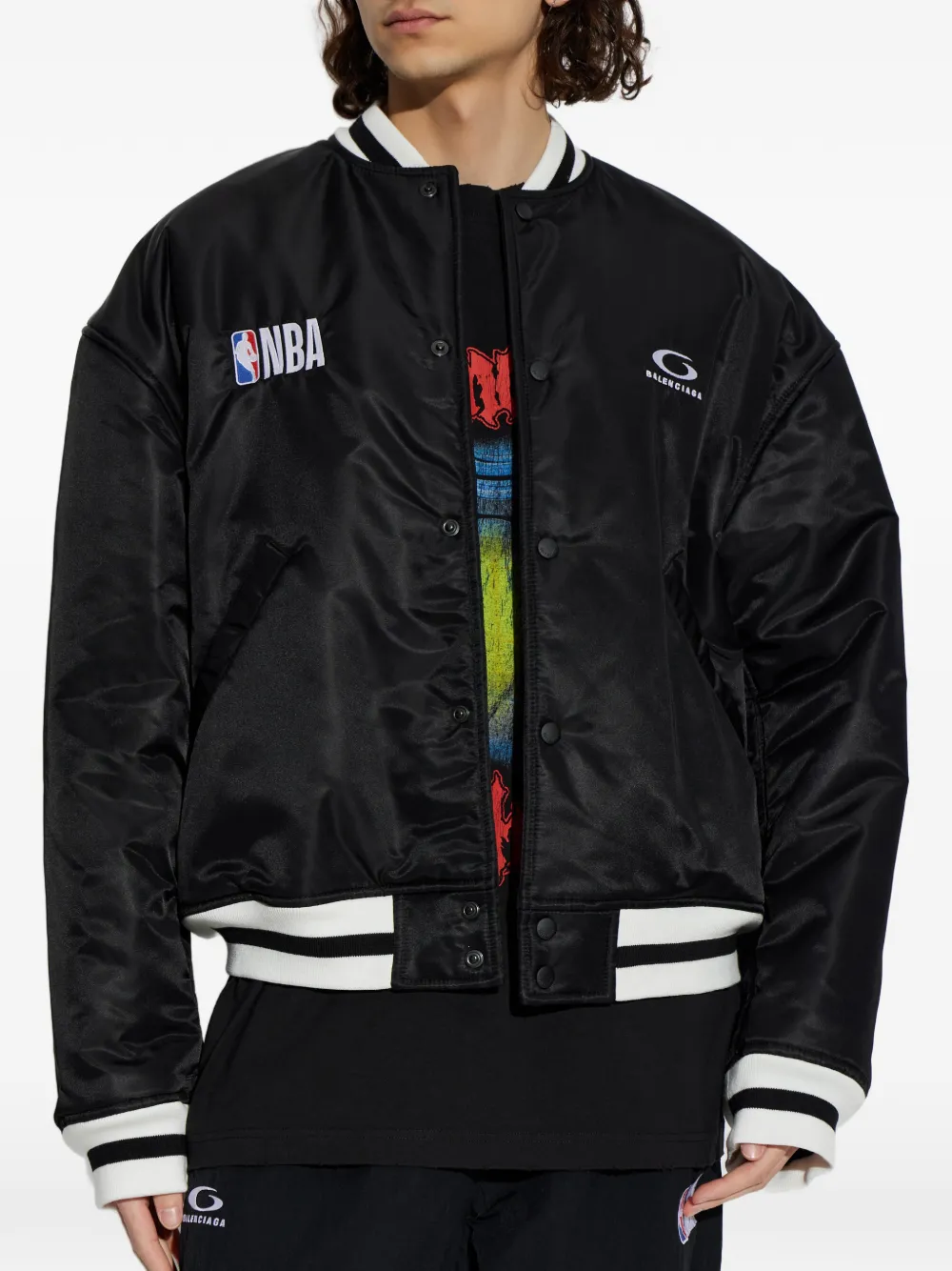 Balenciaga x NBA bomberjack met logopatch Zwart