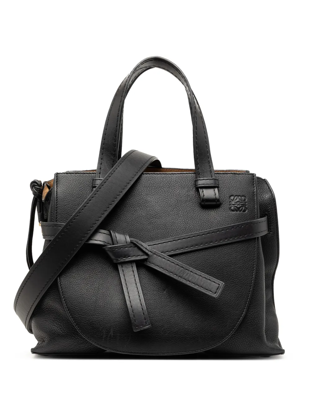 Pre-owned Loewe 2018 Small Leather Gate Top Handle Bag Satchel In Black