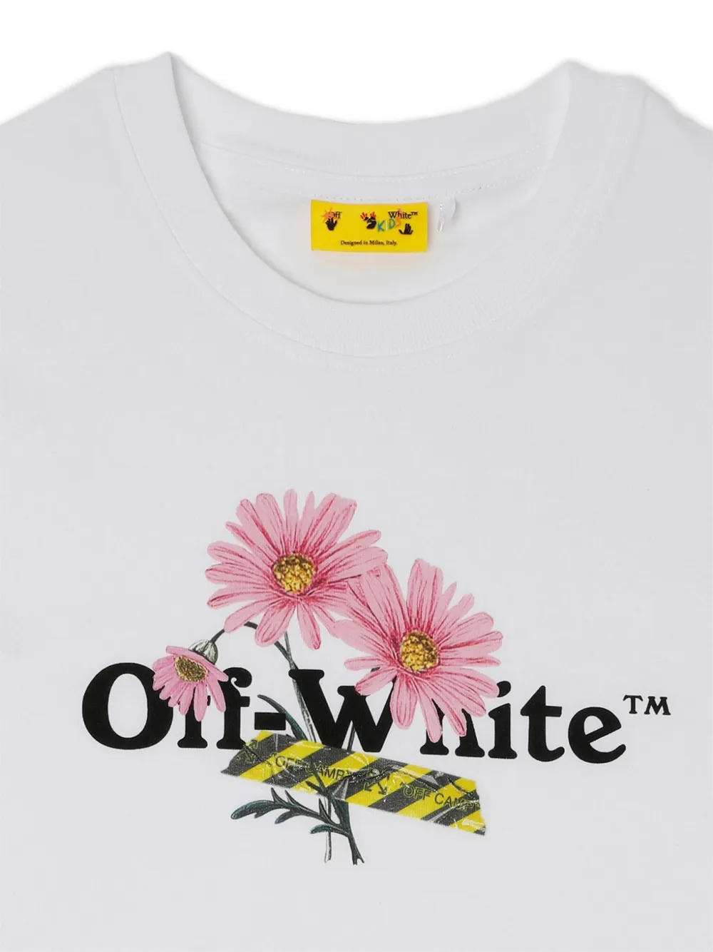 Off-White Kids Cropped top met bloemen-print Wit