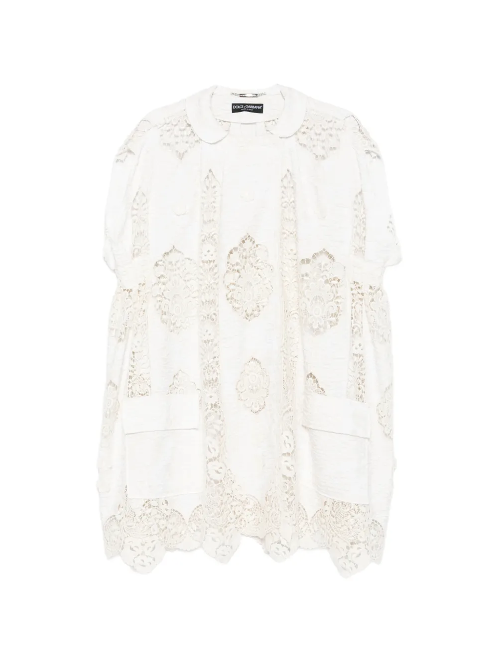 Pre-owned Dolce & Gabbana 2000s Lace-panel Mini Dress In White