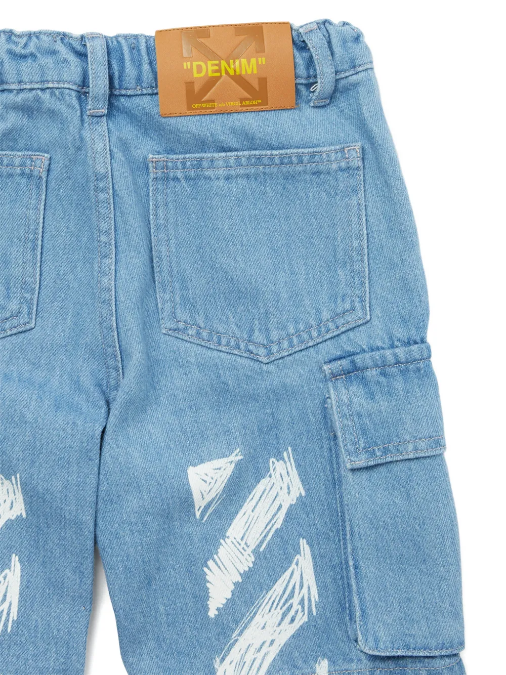 Off-White Kids Cargo shorts met grafische print Blauw